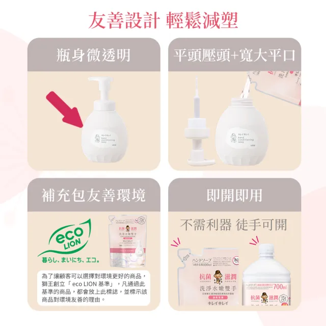 【LION 獅王】趣淨敏弱肌專用洗手慕斯補充瓶(700ml/皂香/薰衣草)