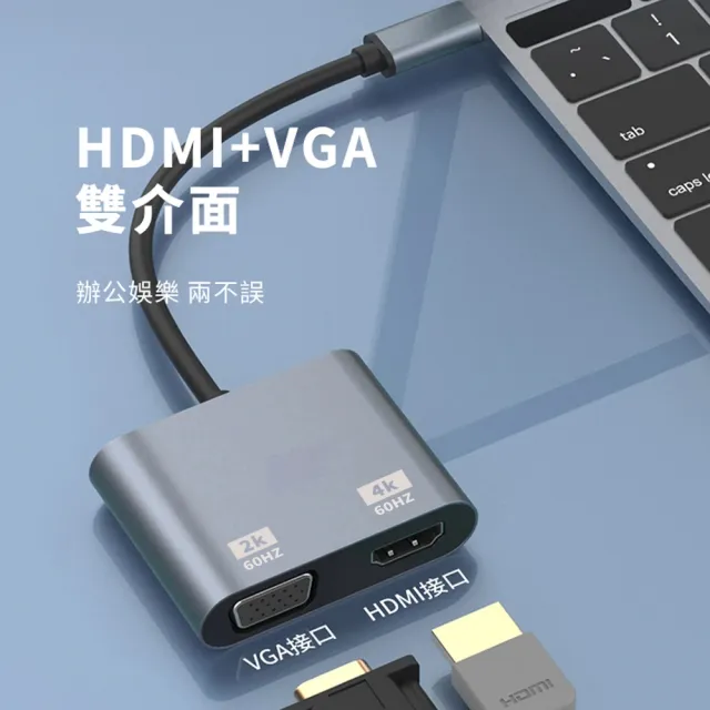 【ANTIAN】Type-C轉HDMI/VGA視頻轉換器 4K高清轉接器 HUB集線器 擴展塢(手機/平板/筆電轉接頭)