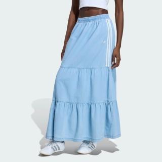 【adidas 愛迪達】Denim Skirt 女 牛仔布長裙 藍 亞版(KY8113)