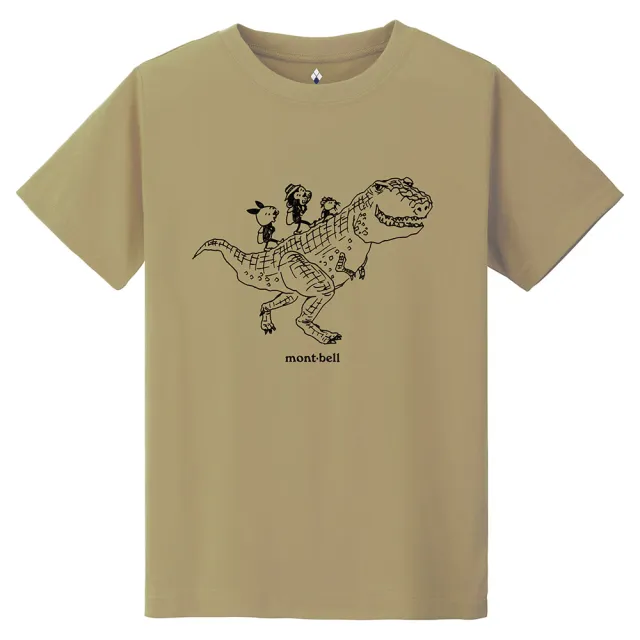 【mont bell】Wickron Dinosaur 恐龍幼童排汗短袖T恤 1114585GMH深灰 TN卡其