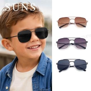 【SUNS】時尚兒童飛行員墨鏡 方框飛行員 休閒墨鏡 3-10歲適用 抗UV400(採用PC防爆鏡片/安全防護/防撞擊)