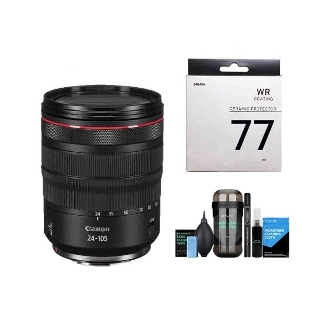 【Canon】RF 24-105mm F4L IS USM 標準變焦鏡+ SIGMA UV 77mm 陶瓷濾鏡 + EY-15清潔組(公司貨)