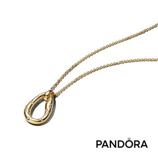 【Pandora 潘多拉】自然流線鑲石吊墜項鏈