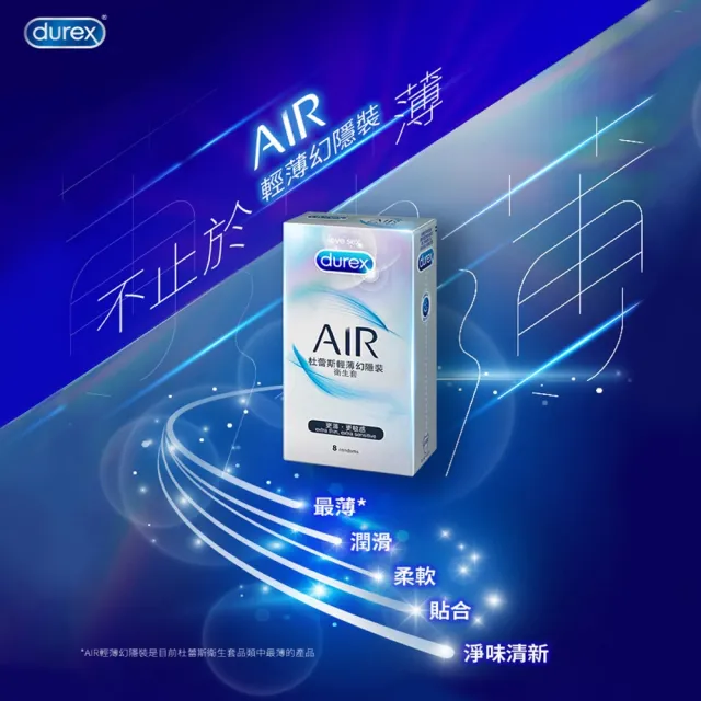 【Durex 杜蕾斯】AIR輕薄幻隱裝衛生套4盒(共32入 保險套/衛生套/避孕套/安全套/避孕/避孕套/保險套推薦)