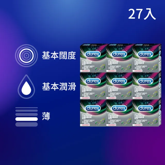 【Durex 杜蕾斯】飆風碼衛生套9盒(共27入 保險套/衛生套/避孕套/安全套/避孕/保險套推薦)