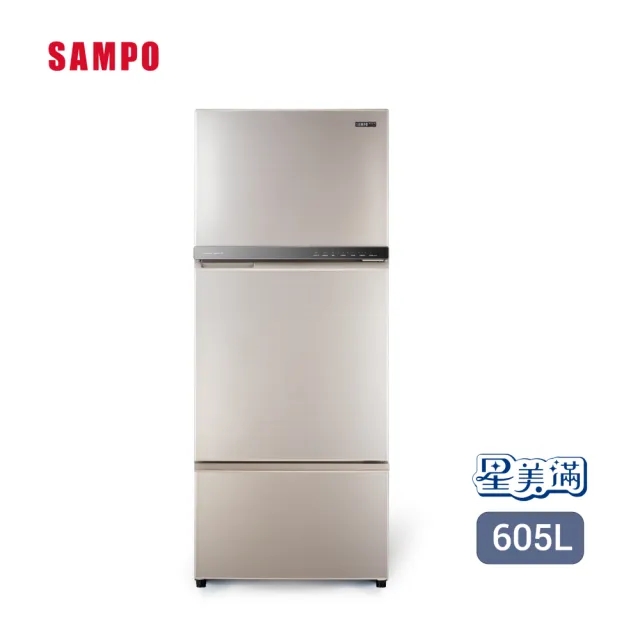 【SAMPO 聲寶】605公升一級星美滿極光鈦三門變頻冰箱(SR-F61DV-Y7)