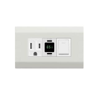 【易智快充】磐石系列-國際牌™ Panasonic™ Deco Lite™面板 65W USB快充插座(AC安全插座+65W USB+開關)
