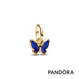 【Pandora 潘多拉】湛藍蝴蝶迷你吊飾-飾品/情人節禮物/生日禮/鍍14k金