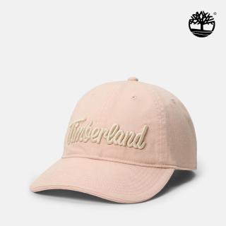 【Timberland】男款淺粉色帆布刺繡標誌棒球帽(A66BX662)