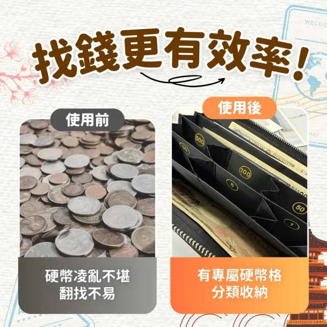 【享屋】日幣錢包-真皮長夾(真皮零錢包 皮包分隔錢包 RFID 防盜刷卡包 日幣零錢包 日本分格分類)