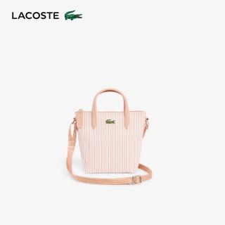【LACOSTE】包款-迷你條紋 L.12.12 概念托特包(粉紅/白色)