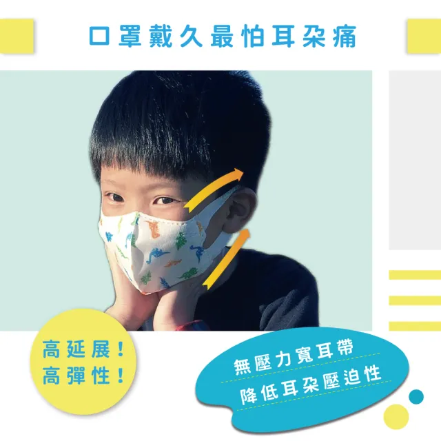 【天天】兒童3D立體彈力醫療口罩 恐龍款(50入/盒)