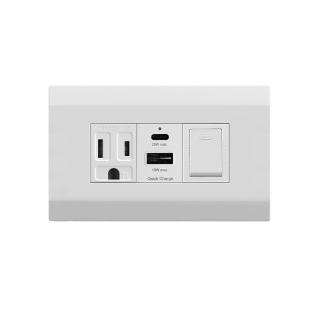 【易智快充】磐石系列-國際牌™ Panasonic™ DECO LITE™面板 25W USB快充插座(AC安全插座+25W USB+開關)