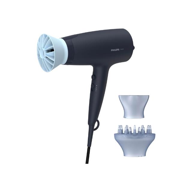 【Philips 飛利浦】BHD360 溫控負離子護髮吹風機 (霧柔黑/附蓬鬆烘罩/大風量/官方直營)
