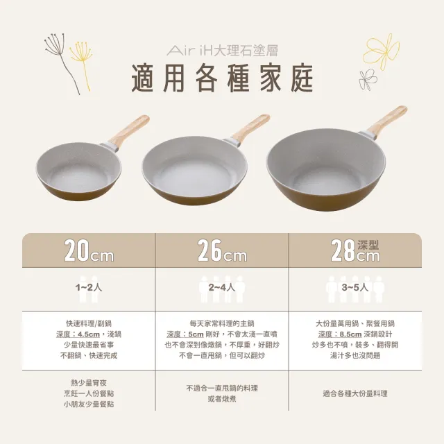 【Arnest】Air iH大理石塗層超輕量深炒鍋_28cm(ih爐可用鍋 深炒鍋 平底鍋 不沾鍋)
