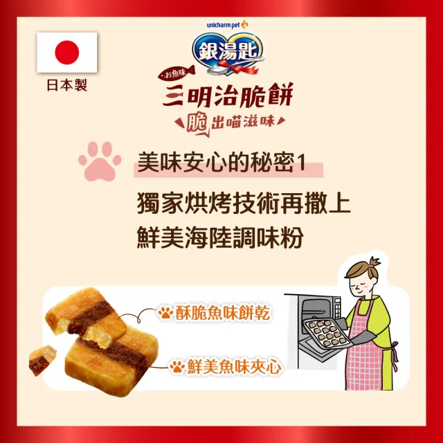 【Unicharm Pet 銀湯匙】三明治脆餅 6gx4入x20包組(鮪魚鰹魚雞肉多種口味/貓零食/寵物零食)