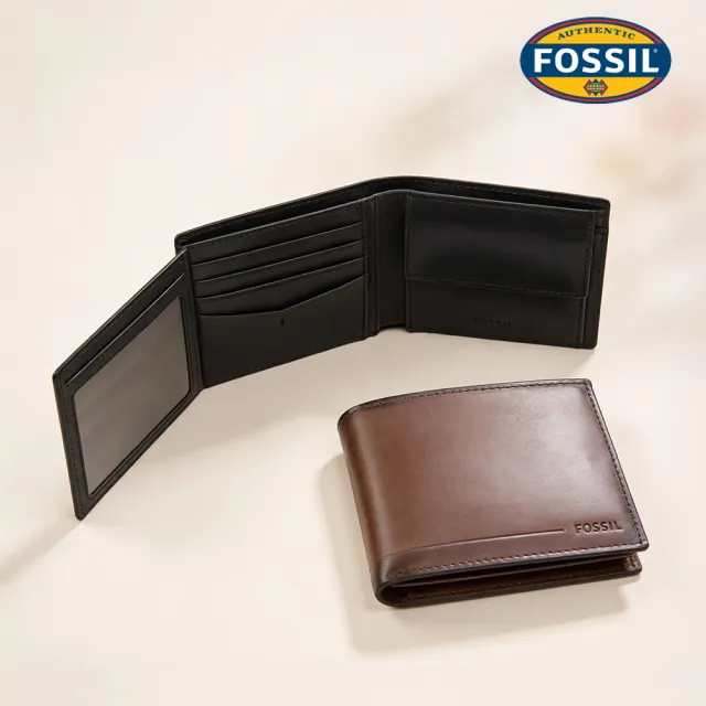 【FOSSIL】Allen 真皮RFID防盜證件格零錢袋皮夾 出國必備 (多款可選 單一價)