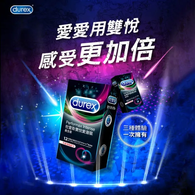 【Durex 杜蕾斯】雙悅愛潮裝衛生套2盒(共6入 保險套/衛生套/避孕套/安全套/避孕/保險套推薦)