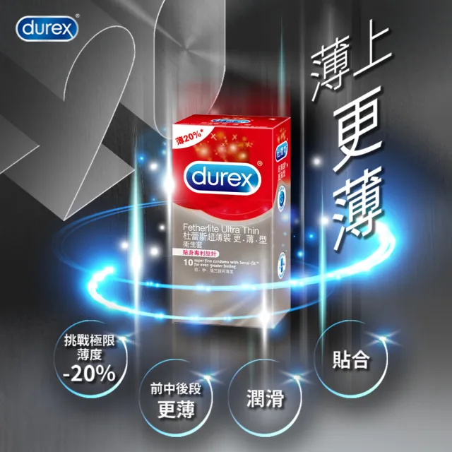 【Durex 杜蕾斯】超薄裝更薄型10入+凸點裝12入+螺紋裝12入保險套(共34入-避孕套/衛生套/多重刺激系列)