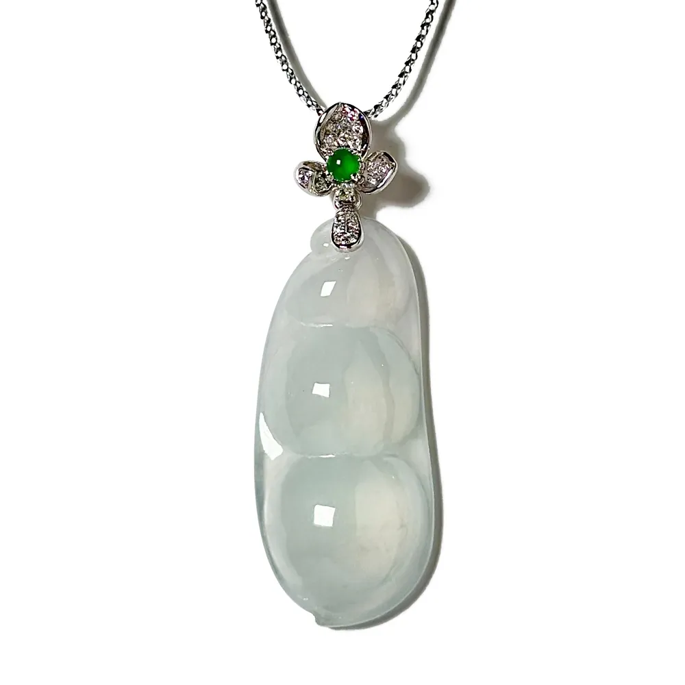 Fubibaoding jeweler 富璧寶鼎珠寶】冰種翡翠福豆墜(天然A貨冰種翡翠