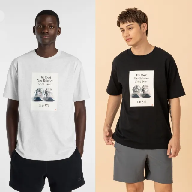 【NEW BALANCE】NB 袖T 插圖短袖上衣_男性_黑/淺灰_MT61B0WFAHH_MT61B0WFBK(美版 版型偏大)