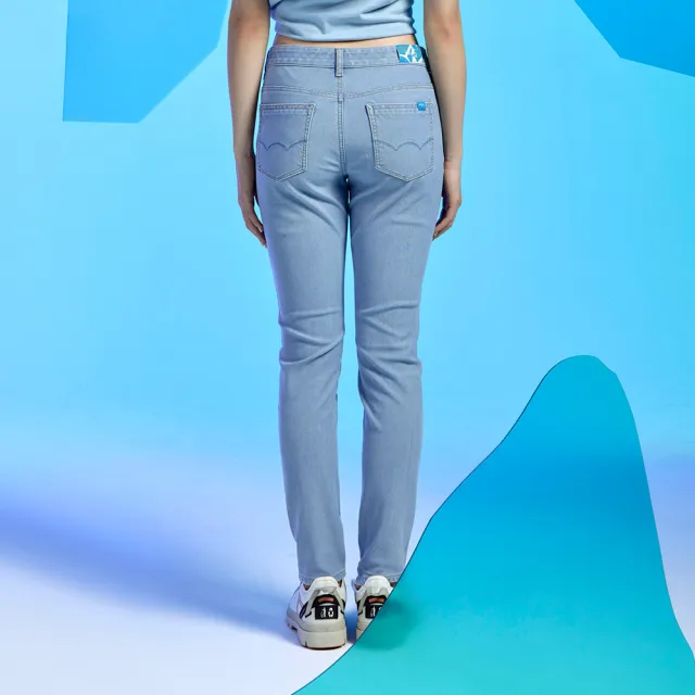 【EDWIN】女裝 JERSEYS 迦績 冰河玉永久涼感窄管直筒牛仔褲(漂淺藍)