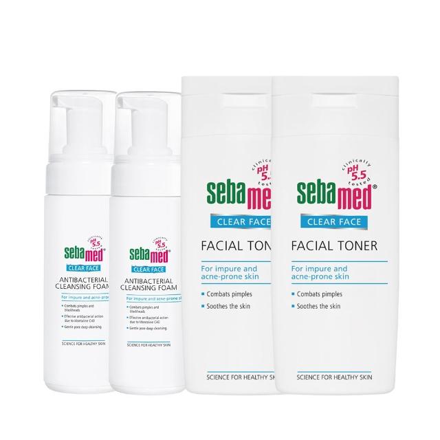 【SEBAMED 施巴】痘淨潔面慕斯150mlx2+痘淨調理潔膚水200mlx2(總代理)