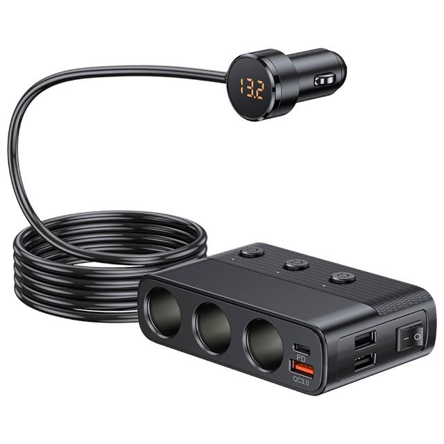 【YORI 優里】最強127W大功率車充(點煙孔擴充器 車用充電器 USB車充 PD+QC3.0快充 PD30W車充)