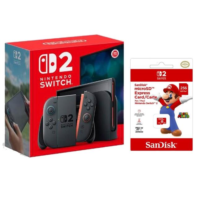 【Nintendo 任天堂】Switch 2 主機+【SanDisk 晟碟】NS2 Switch 2特規記憶卡 256G+《9H鋼化貼》