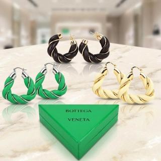 【BOTTEGA VENETA 寶緹嘉】BV TWIST 小羊皮扭結穿針式耳環-多款可選