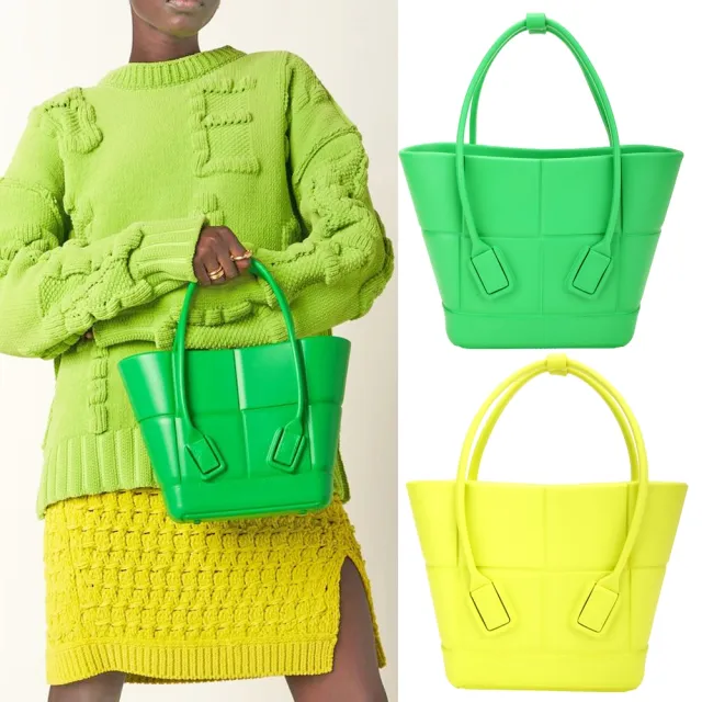 【BOTTEGA VENETA 寶緹嘉】BV Arco 超輕量啞光橡膠 寬編織壓花托特包-2色可選