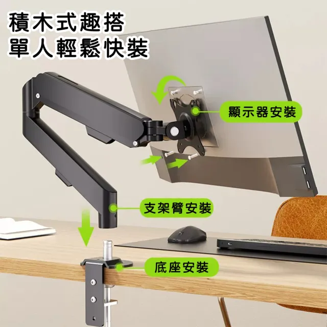 【UVLED 鈺創合成】懸浮螢幕支架-附理線孔（螢幕架/桌上型支架/電腦螢幕支架/螢幕懸掛支架/螢幕升降架）