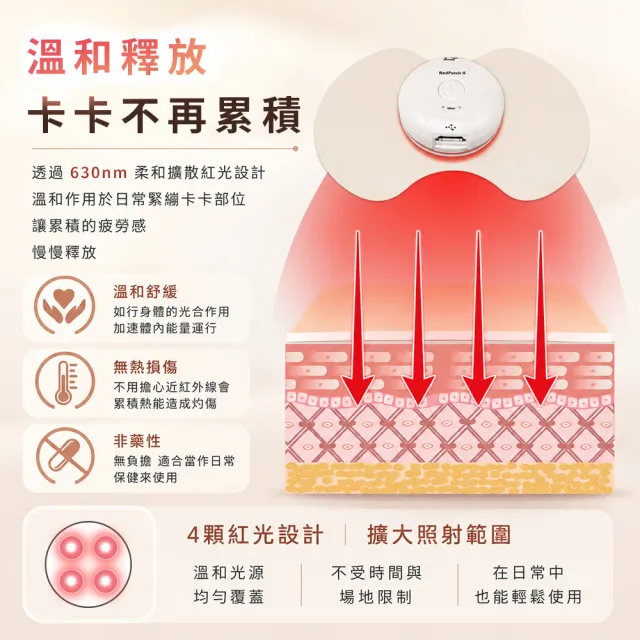 【UNIVERSAL FOCUS 宇球】舒利貼 AcuPuckII 紅光儀 2入 (貼片式紅光/免手持/久站族/運動後/銀髮族適用)