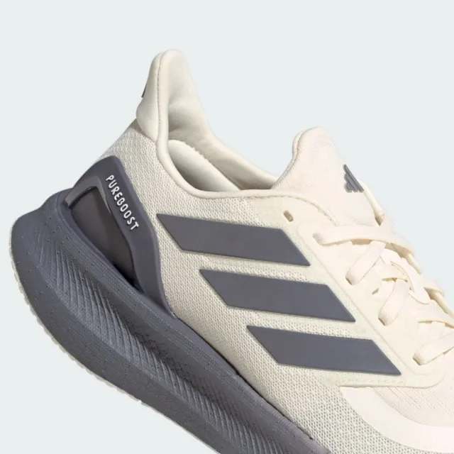 【adidas 愛迪達】Pureboost 5 男 慢跑鞋 支撐 緩震 競速 米灰 透氣(JQ6905)