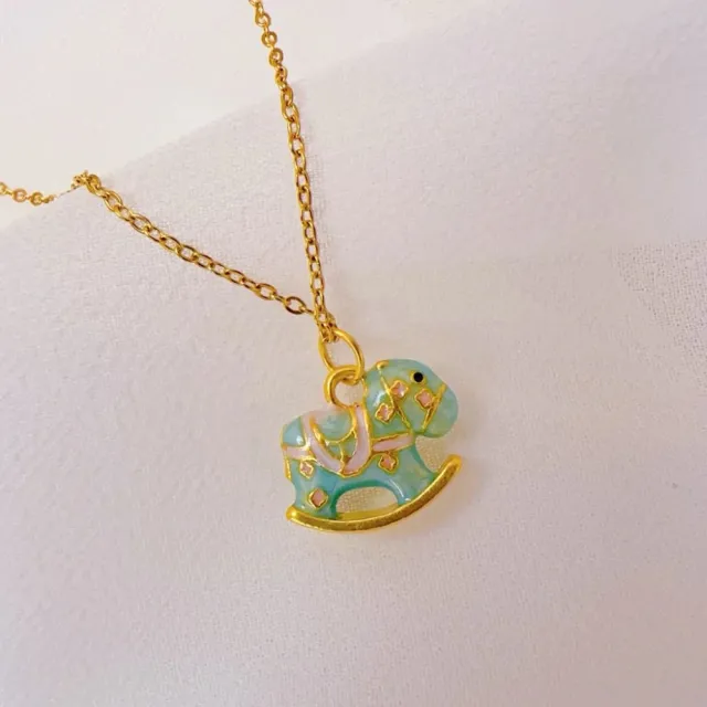 【儒家珠寶】大人金飾 彩繪藍木馬 夢幻玫瑰月亮 精緻面具 狐狸 多款 黃金項鍊  (0.09錢正負0.01錢)
