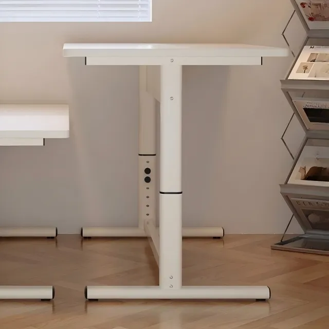 奶油北歐風手動升降電腦桌（桌面長140寬50CM 65-90cm可調 久坐防駝背工作桌）