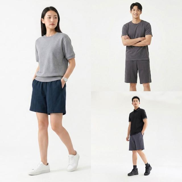 【GIORDANO 佐丹奴】男女裝抽繩鬆緊腰涼感短褲(多色任選)