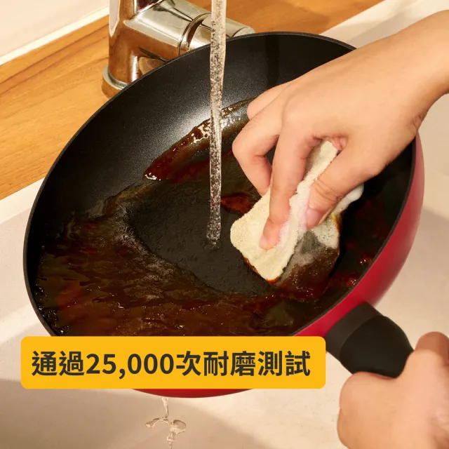 【MEYER 美亞】陶瓷不沾鍋 雙鍋組 - 革新紅系列(28cm平底鍋+16cm湯鍋含蓋)