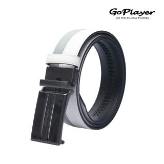 【GoPlayer】雙色滑扣牛皮皮帶 (男高爾夫休閒真牛皮滑扣皮帶)
