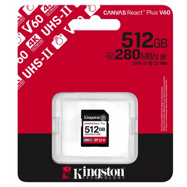 【Kingston 金士頓】512G SDXC SD U3 V60 UHS-II 記憶卡(SDR2V6/512GB 平輸)