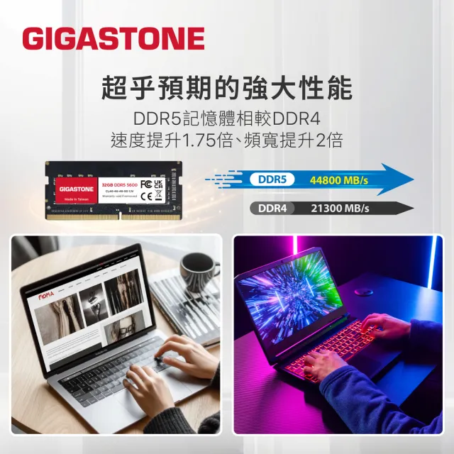 【GIGASTONE 立達】DDR5 5600MHz 32GB 筆記型記憶體單入(NB專用)