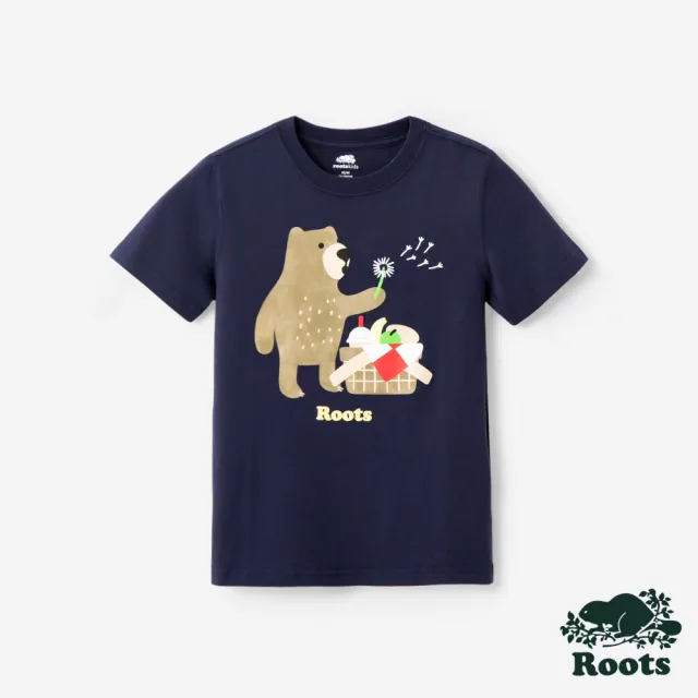 【Roots】Roots 大童-PICNIC 短袖上衣(靛青色)