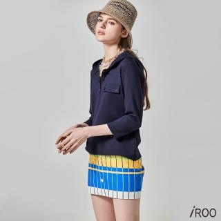 【iROO】絲光羅馬布七分袖帽Ｔ