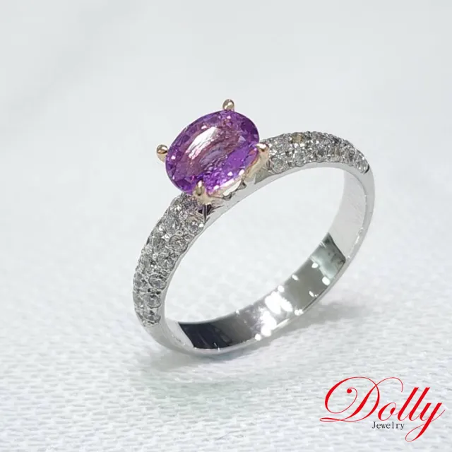【DOLLY】14K金 無燒斯里蘭卡艷彩紫羅蘭1克拉藍寶石鑽石戒指-012 高級訂製珠寶 奢華質感 浪漫送禮