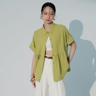 【OB 嚴選】透涼肌理排釦傘襬短袖上衣 《AB21178-》 適 M~2L