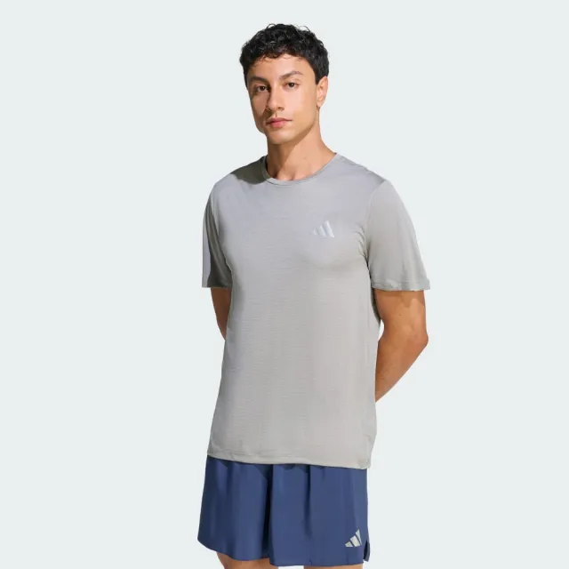 【adidas 愛迪達】短袖上衣 男 訓練 慢跑 吸濕排汗 亞規 RUN ESS TEE M 灰 KB5961