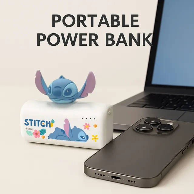【Disney 迪士尼】Type-C 立體口袋充行動電源 5000mAh (米奇/維尼/三眼怪/史迪奇/奇奇/大眼仔/PDN-018)