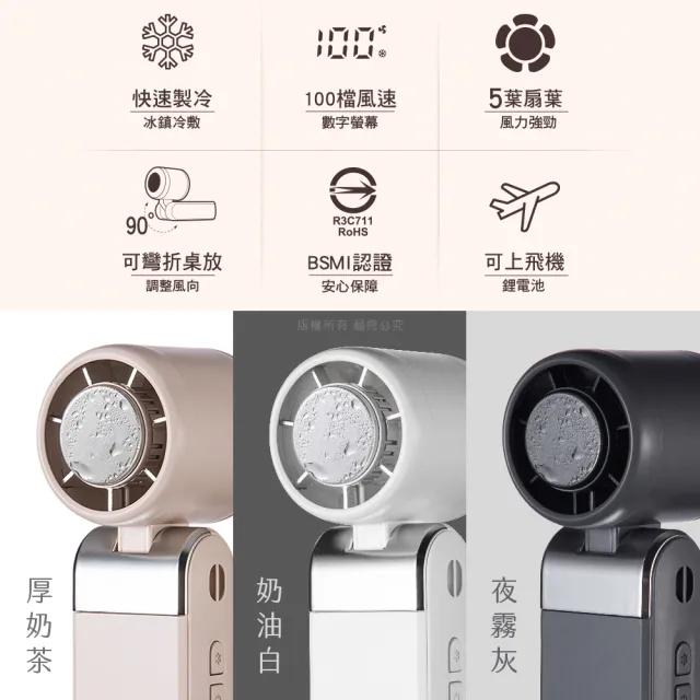 【aibo】mini冰敷折疊頸掛 100檔數顯高速手持風扇
