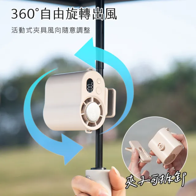 【aibo】冰敷100檔數顯高速 多功能風扇(可掛腰/頸掛/掛背包/夾雨傘)