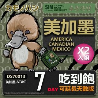 【鴨嘴獸 旅遊網絡卡】AT&T 美國 加拿大 墨西哥 7天 網路喫到飽 2入組(美加墨網絡卡 網絡卡 旅遊卡 漫遊卡)
